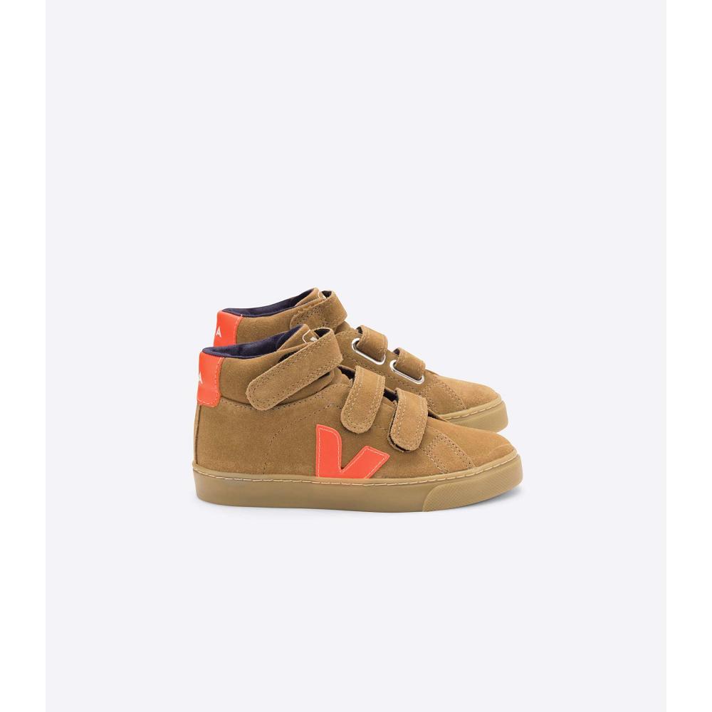 Kids\' Veja ESPLAR MID SUEDE High Tops Brown | SG 679PJJ